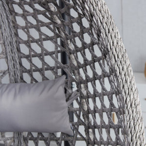English Elm Egg Swing Chair Woven Rattan Basket Seat with Stand Cushion for Patio Bedroom W1512P498597