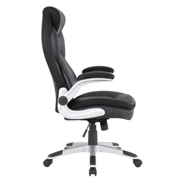 OSP Home Furnishings Exec Bonded Leather Office Chair with Lumbar Support Padded Arms and Ergonomic Tilt ECH17056-EC3