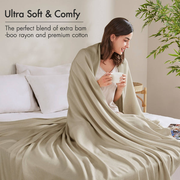 English Elm 1-piece King Jacquard Cotton Blend Blanket Aztec Woven Soft Breathable Bedroom Layer Khaki B035P437474
