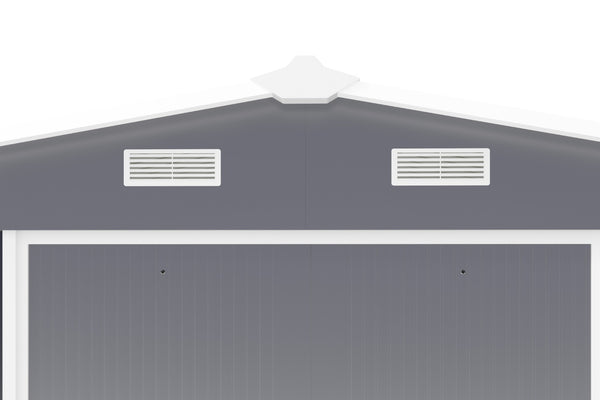 English Elm Campcraft 10x12 Ft Steel Outdoor Storage Shed with Daylight Windows and Weather Resistant Panels Dark Gray W1598S00048