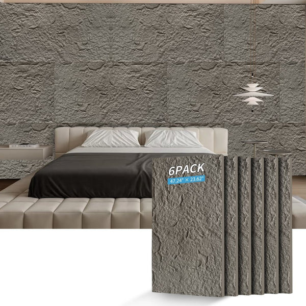 English Elm 3d Faux Stone Pu Wall Panels Set Lightweight Flame Resistant Architectural Accent Charcoal Grey W347P419789