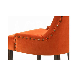 English Elm Set Of 2 Velvet Upholstered Dining Chairs In Orange With Weathered Oak Legs For Stylish Comfort B016P315252-GIGA