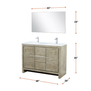 English Elm Rustic Acacia Double Bath Vanity With White Quartz Top, Chrome Faucet, And 43-Inch Mirror Included B2731S01680-GIGA