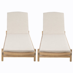 English Elm Christopher Knight Home® - Mallorca Acacia Wood Chaise Lounges Set Of 2 With Water-Repellent Cushions For Outdoor Relaxation N775P263984T