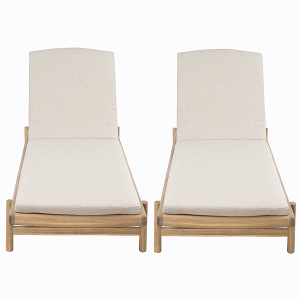 English Elm Christopher Knight Home® - Mallorca Acacia Wood Chaise Lounges Set Of 2 With Water-Repellent Cushions For Outdoor Relaxation N775P263984T