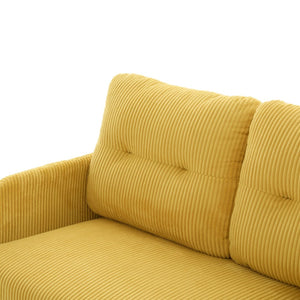 English Elm United We Win Corduroy Loveseat Plush Ergonomic Sofa with Spring Support Metal Legs Mustard Yellow W1568P410047