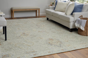 Feizy Rugs Grafton Hand-knotted Wool Rug - Luxurious Artisan Craftsmanship With Elegant Floral Patterns Gray,Green,Blue Wool Gft69fnfgrygrnf99