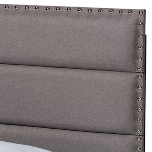 Baxton Studio Baxton Studio Ansa Modern Upholstered Twin Bed with Channel Tufting and Silver Nailhead Trim Grey Twin CF9084C-Grey-Twin