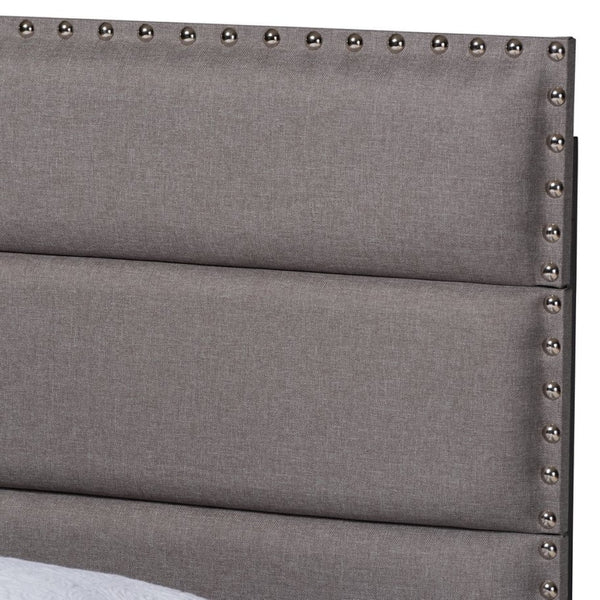 Baxton Studio Baxton Studio Ansa Modern Upholstered Twin Bed with Channel Tufting and Silver Nailhead Trim Grey Twin CF9084C-Grey-Twin