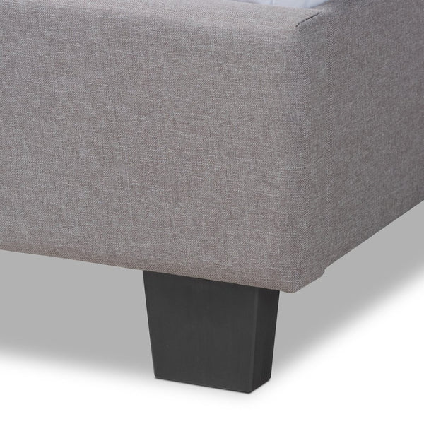 Baxton Studio Baxton Studio Ansa Modern Upholstered Twin Bed with Channel Tufting and Silver Nailhead Trim Grey Twin CF9084C-Grey-Twin