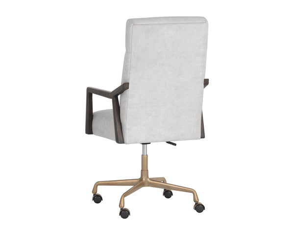Sunpan Collin Office Chair - Stylish Bovine Leather with Elegant Iron Frame for Modern Workspace Comfort Brown / Saloon Light Grey Leather
