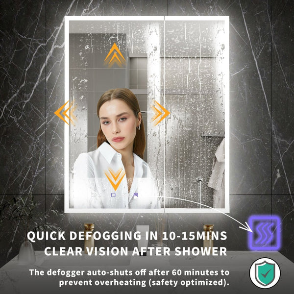 English Elm 30*36 Inch Led Medicine Cabinet with Anti-fog Gfci Outlet and Stepless Dimming Mirror W637P349415