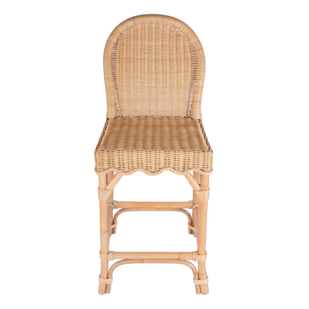 Flora Scalloped Edge Ratan Counter Stool 9762404 Light Brown Butler Specialty
