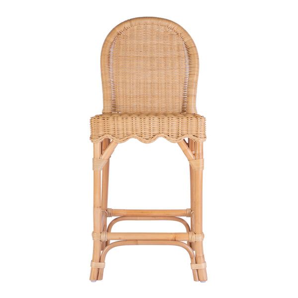 Flora Scalloped Edge Ratan Counter Stool 9762404 Light Brown Butler Specialty