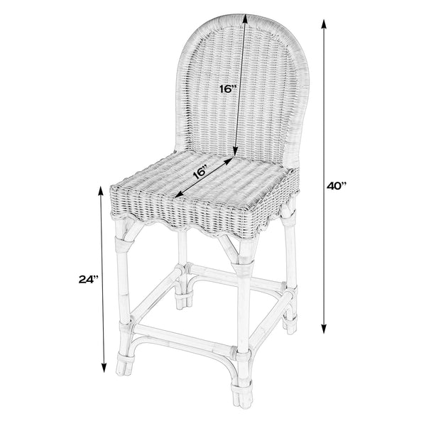 Flora Scalloped Edge Ratan Counter Stool 9762404 Light Brown Butler Specialty