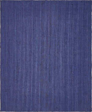 Unique Loom Braided Jute Dhaka Hand Woven Solid Rug Navy Blue,  8' 0" x 10' 0"
