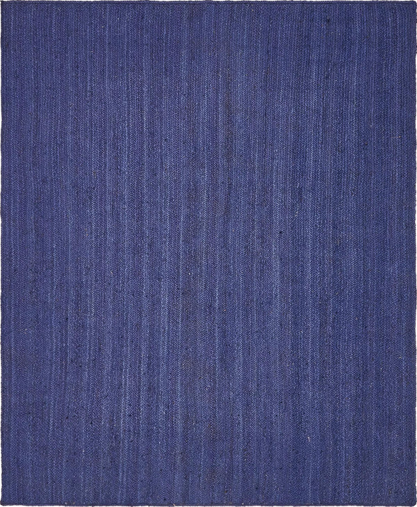 Unique Loom Braided Jute Dhaka Hand Woven Solid Rug Navy Blue,  8' 0" x 10' 0"