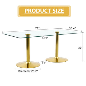 English Elm A Tempered Glass Rectangular Dining Table with Silver Metal Legs Seats Six W1151S04198