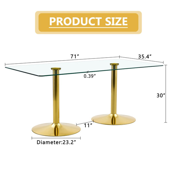 English Elm A Tempered Glass Rectangular Dining Table with Silver Metal Legs Seats Six W1151S04198