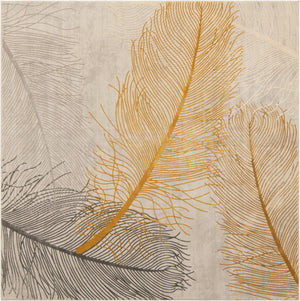 Unique Loom Finsbury Camilla Machine Made Botanical Rug Yellow Gray, Ivory 7' 10" x 10' 0"