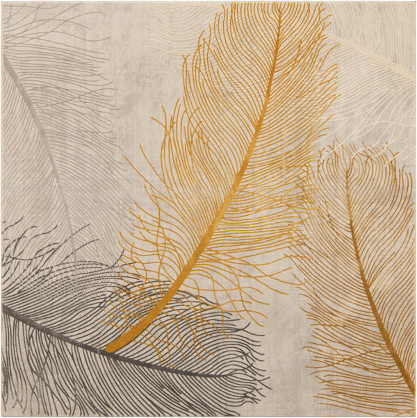 Unique Loom Finsbury Camilla Machine Made Botanical Rug Yellow Gray, Ivory 7' 10" x 10' 0"