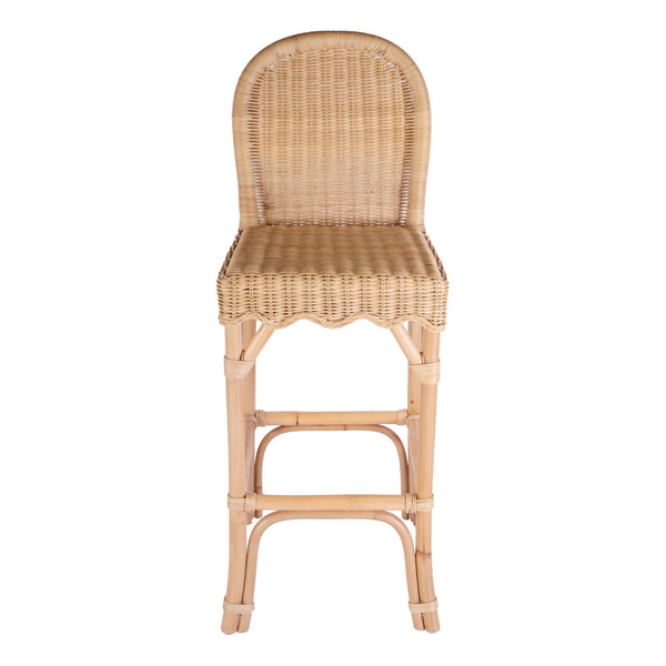 Flora Scalloped Edge Ratan Counter Stool 9763404 Light Brown Butler Specialty