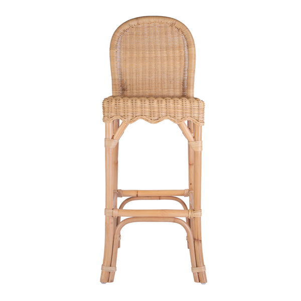 Flora Scalloped Edge Ratan Counter Stool 9763404 Light Brown Butler Specialty
