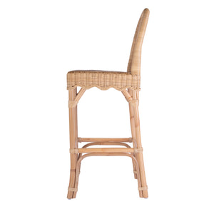 Flora Scalloped Edge Ratan Counter Stool 9763404 Light Brown Butler Specialty