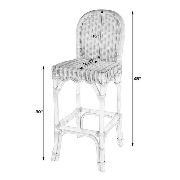 Flora Scalloped Edge Ratan Counter Stool 9763404 Light Brown Butler Specialty