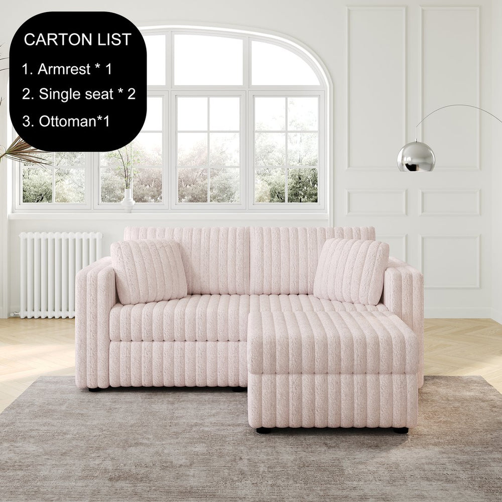 English Elm 75.6"Soft Modular 2-Person Sofa with Hidden-Zipper Washable Cushions & Hydraulic Storage Lift System Light Pink W1767S00017