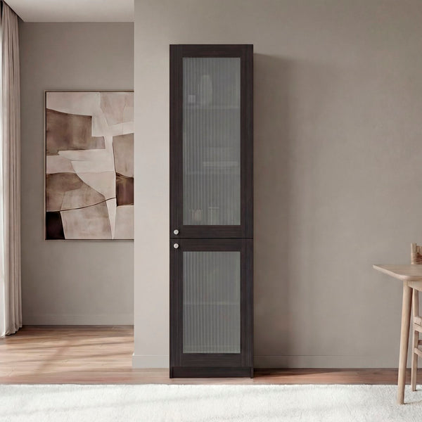 English Elm Surry Tall Bookcase with Fluted Doors Five Shelves Dark Wengue Modern Storage B097P481230