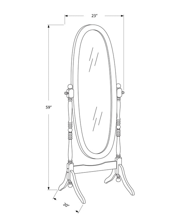 English Elm Mirror, Solid Wood 60" Oval Cheval Floor Mirror in Antique White with Swivel Tilt & Stable Crossbrace B2710P219189