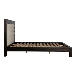 English Elm Ashcroft Channel Tufted Upholstered King Bed Tall Headboard Acacia Wood Accent Frame B2769S00016