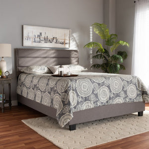 Baxton Studio Baxton Studio Ansa Contemporary Grey Upholstered Full Bed with Tufting & Silver Nailhead Trim CF9084C-Grey-Full