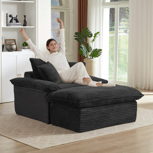 English Elm 51.97 modern cushioned compression single seat sofa with oversized footrest deep plush seating for comfort and support Black W3396P330952