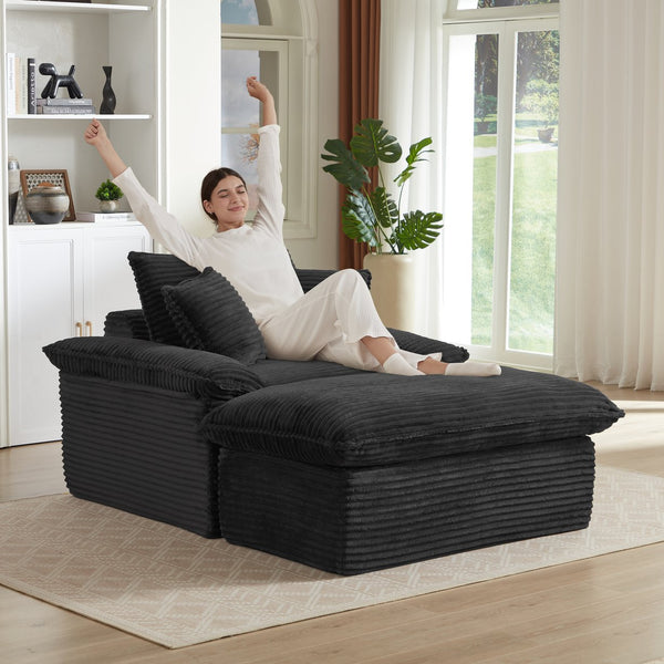 English Elm 51.97 modern cushioned compression single seat sofa with oversized footrest deep plush seating for comfort and support Black W3396P330952