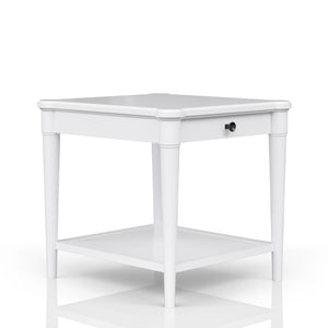 English Elm White Solid Wood Cocktail Table with Casters and Two Drawers, Transitional Casual Design, Durable Finish White 28 L x 30 W x 14.25 H B2699P218290