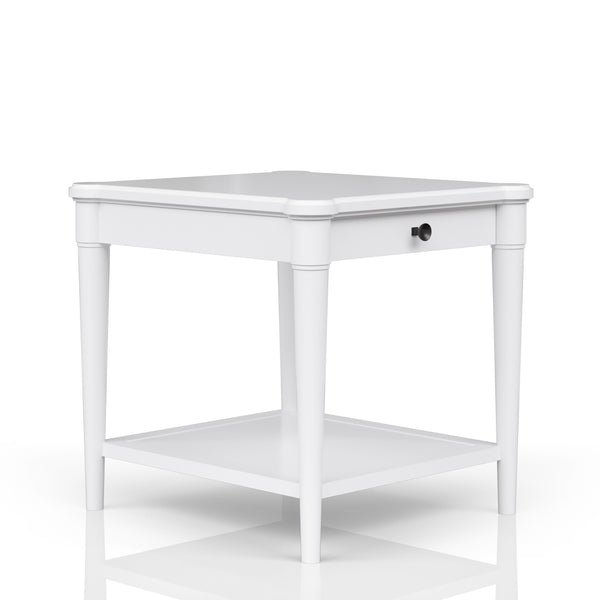 English Elm White Solid Wood Cocktail Table with Casters and Two Drawers, Transitional Casual Design, Durable Finish White 28 L x 30 W x 14.25 H B2699P218290