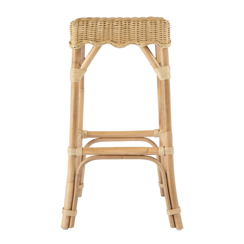 Butler Specialty Flora Rattan 24" Scalloped Counter Stool – Hand-woven Charm For Coastal Kitchen And Dining Spaces Light Brown Rattan,Mahogany 9765404-butler