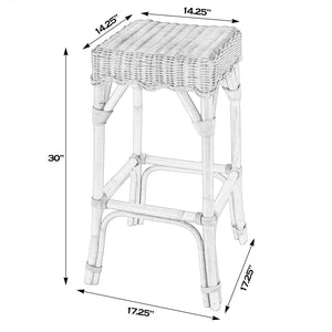 Butler Specialty Flora Rattan 24" Scalloped Counter Stool – Hand-woven Charm For Coastal Kitchen And Dining Spaces Light Brown Rattan,Mahogany 9765404-butler