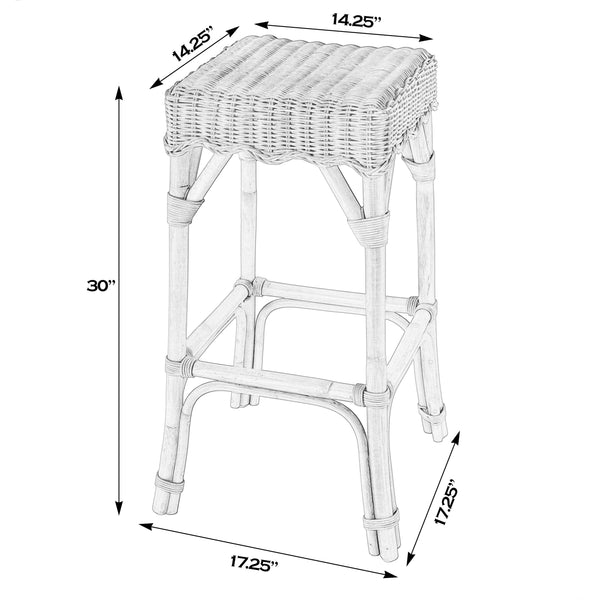 Butler Specialty Flora Rattan 24" Scalloped Counter Stool – Hand-woven Charm For Coastal Kitchen And Dining Spaces Light Brown Rattan,Mahogany 9765404-butler
