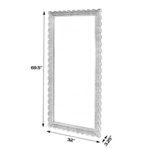 Flora Scalloped Rattan Floor Mirror 9766404 Light Brown Butler Specialty