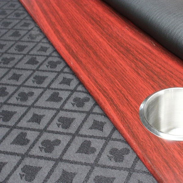 English Elm 96" Oval Poker Table Folding Felt Surface Wood Racetrack Rail Stainless Cup Holders Black W2748S00037