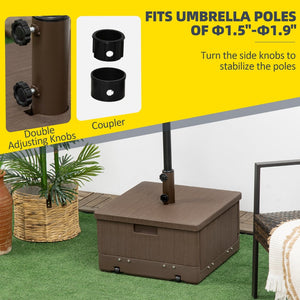 English Elm Outsunny Rolling Patio Umbrella Stand with Wood Grain Table Top and Planter W2225P174182
