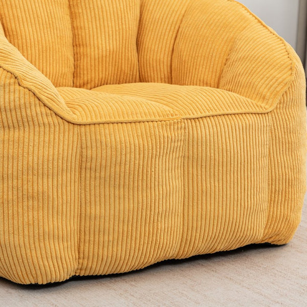 English Elm Giant Corduroy Bean Bag with Armrests Shredded Foam Lounge Chair for Living Room Yellow W2200P442626