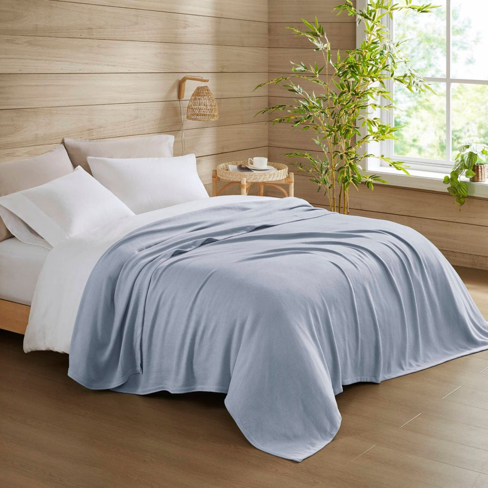 English Elm 1-piece King Jacquard Cotton Blend Blanket Aztec Woven Soft Breathable Bedroom Layer Light Blue B035P437483