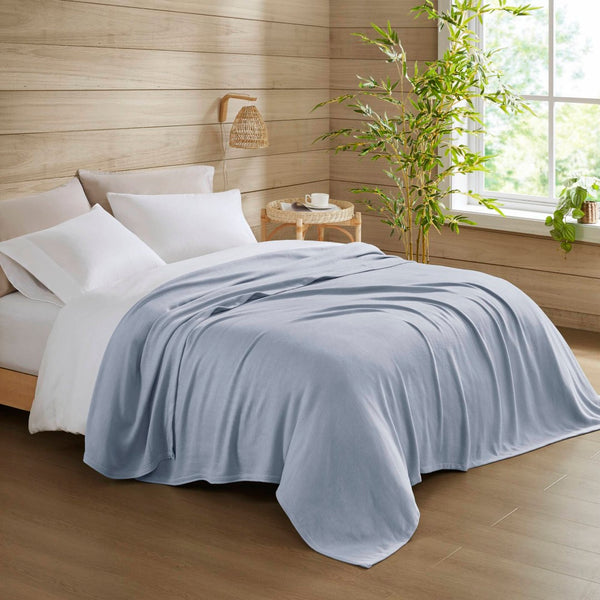 English Elm 1-piece King Jacquard Cotton Blend Blanket Aztec Woven Soft Breathable Bedroom Layer Light Blue B035P437483