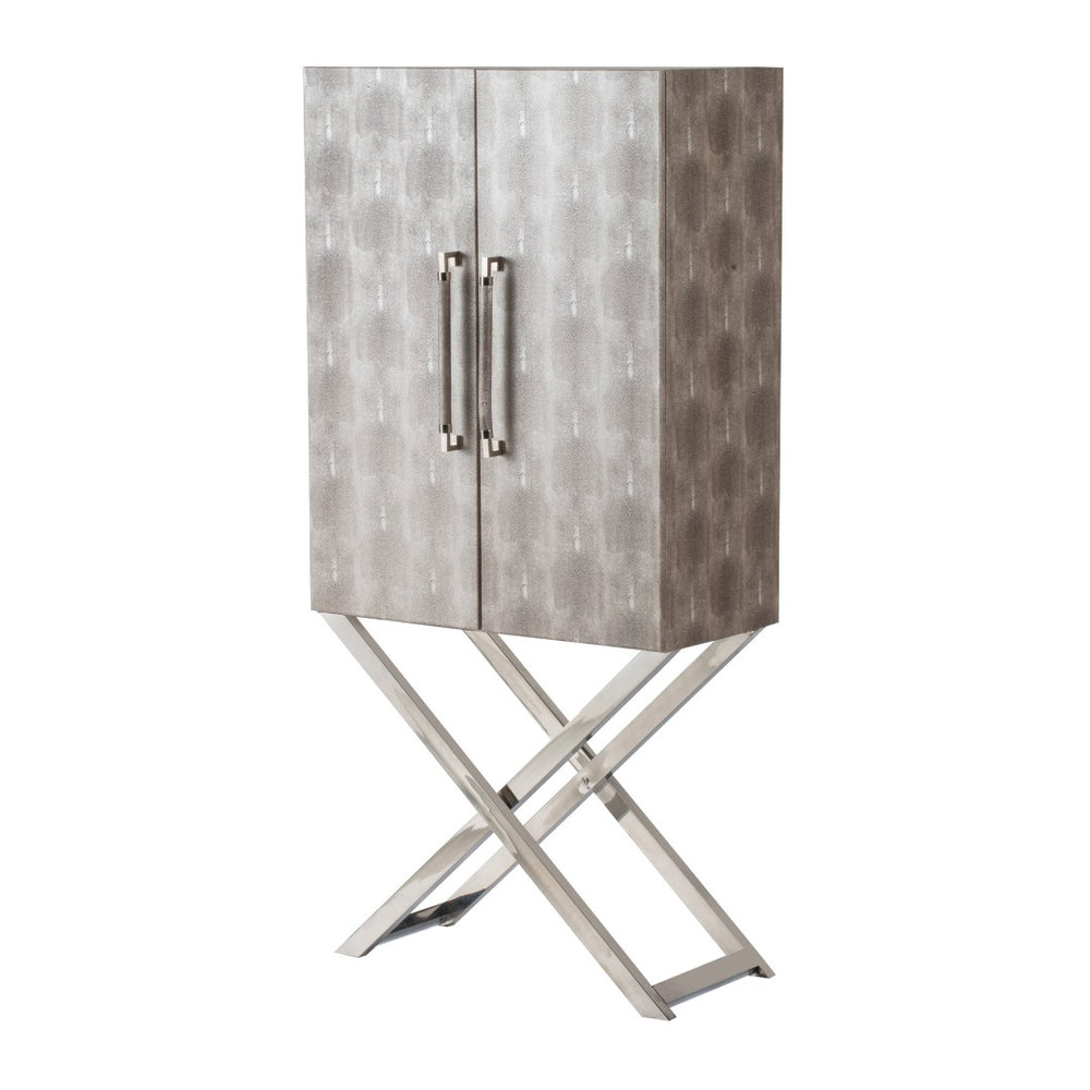 English Elm 27.6x13.8x59.1" Tall Freestanding Storage Cabinet with Patterned Flannel and Metal Pulls W2078P180418