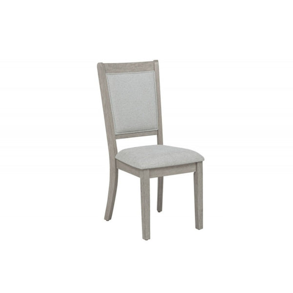 English Elm Farmhouse Round Dining Set 42 Inch Oak Table with Four Upholstered Chairs Seats B011S02196