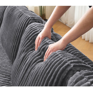 English Elm U-shaped Corduroy Cloud Sectional Sofa with Pocket Springs and Modular Living Room Seating Dark Gray W3366S00002